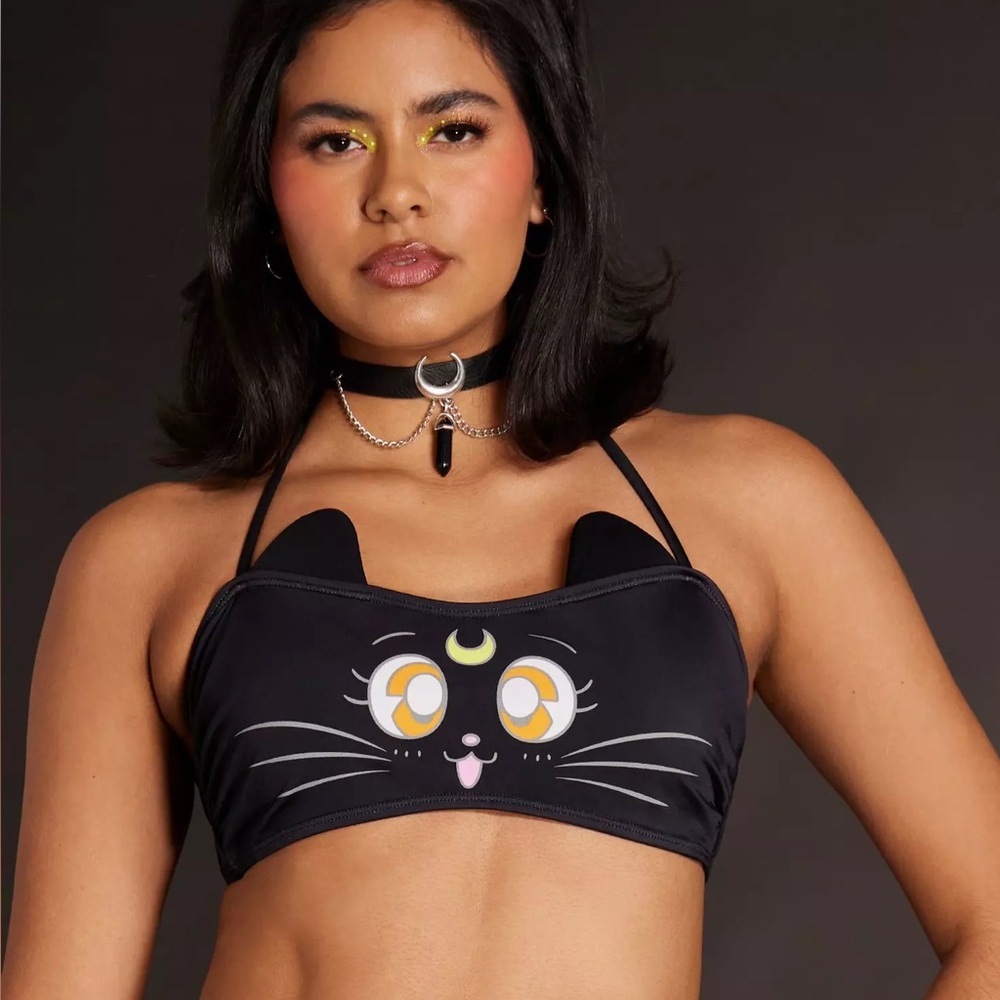 NWT Sailor Moon Luna Cosplay Halter Bikini Swim Top Size Small